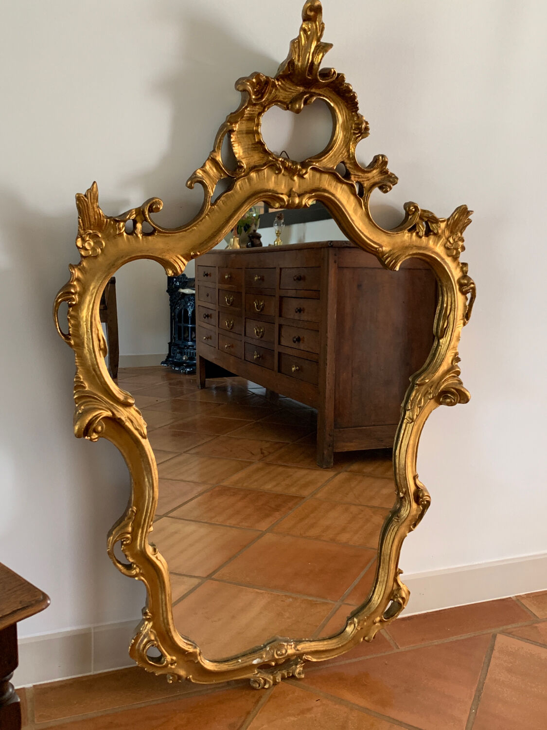 Large golden baroque style wall mirror