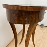 Oval Biedermeier Side Table with Drawer in Walnut Veneer, South Germany, 1820