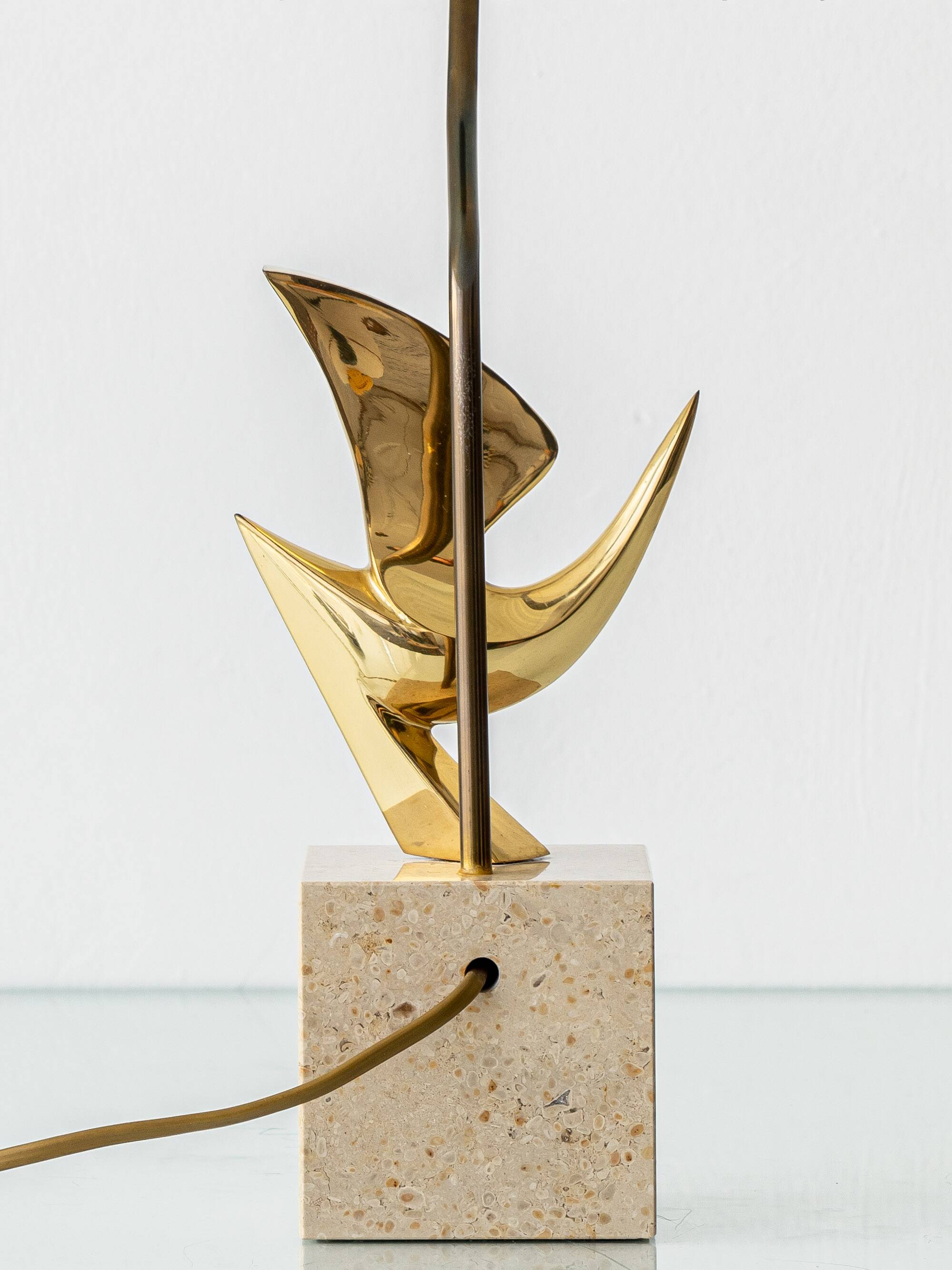 Philippe Jean Signed Brass Bird Table Lamp, Limited Edition 178/300, 1980