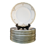 12 large flat plates in LIMOGES porcelain GIRAUD gilded hand painted