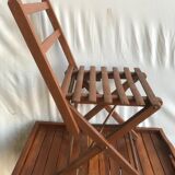 Ancienne chaise pliante enfant en bois assise vintage