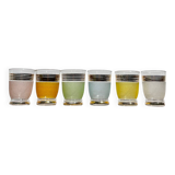 6 multicolored and gold glasses 1950