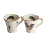 Set of 2 cups rooster and hen niderviller