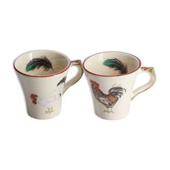 Lot de 2 tasses coq et poule niderviller