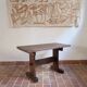 Solid oak coffee table, key stretcher, 1950s.