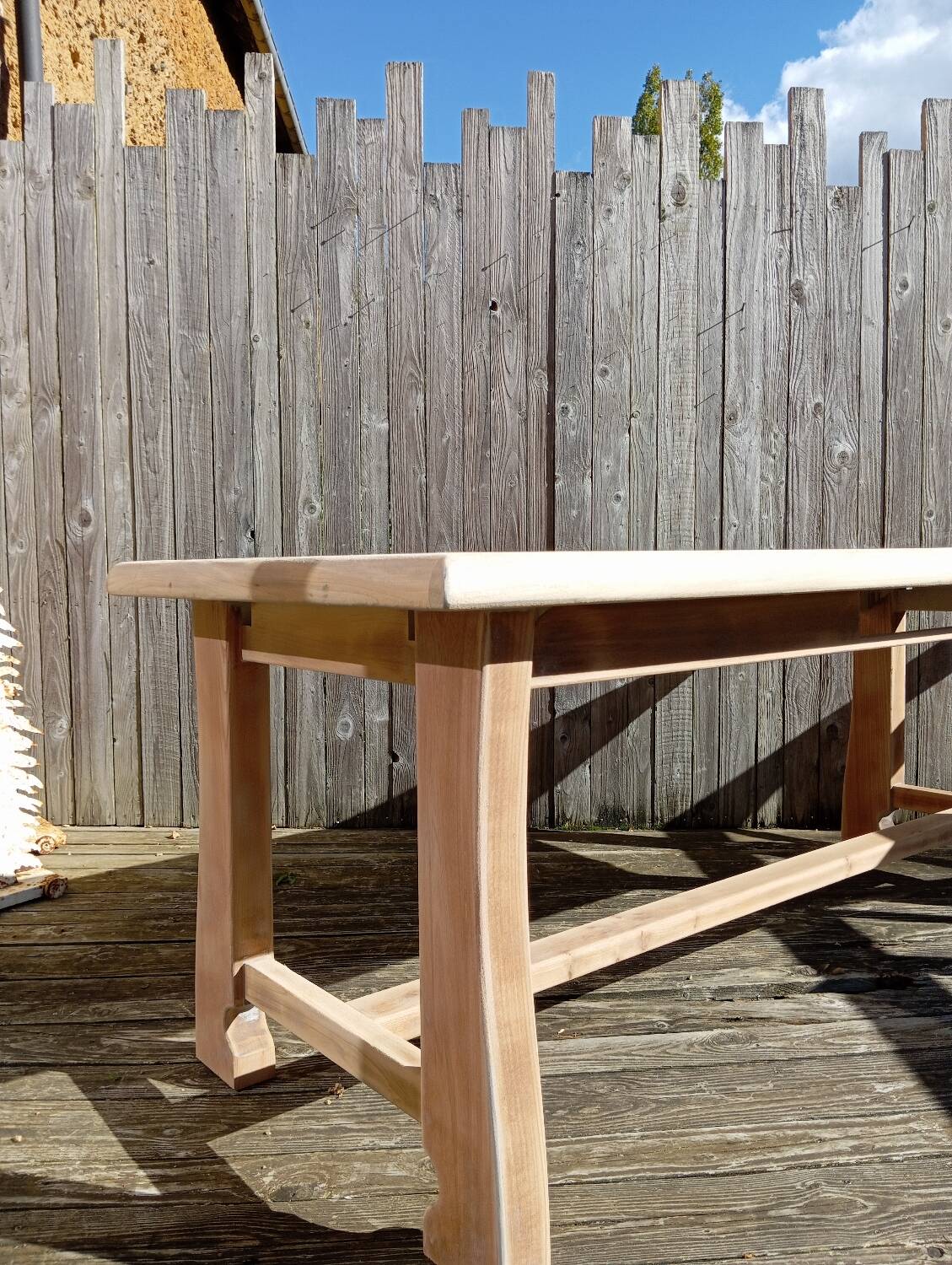 Raw wood farmhouse table