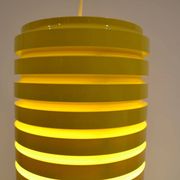 Pop Art Yellow Louvered Cylinder Pendant Lamp, Scandinavia, circa 1970