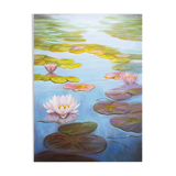 Cuadro de nenúfares pintado al óleo firmado por el autor. Nenúfares al oleo