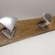 Former farm coat rack - 4 metal patères - wood support - 50s