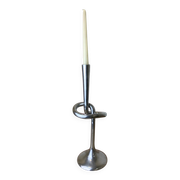 XL knotted candlestick in solid aluminium, Italy, 1980s