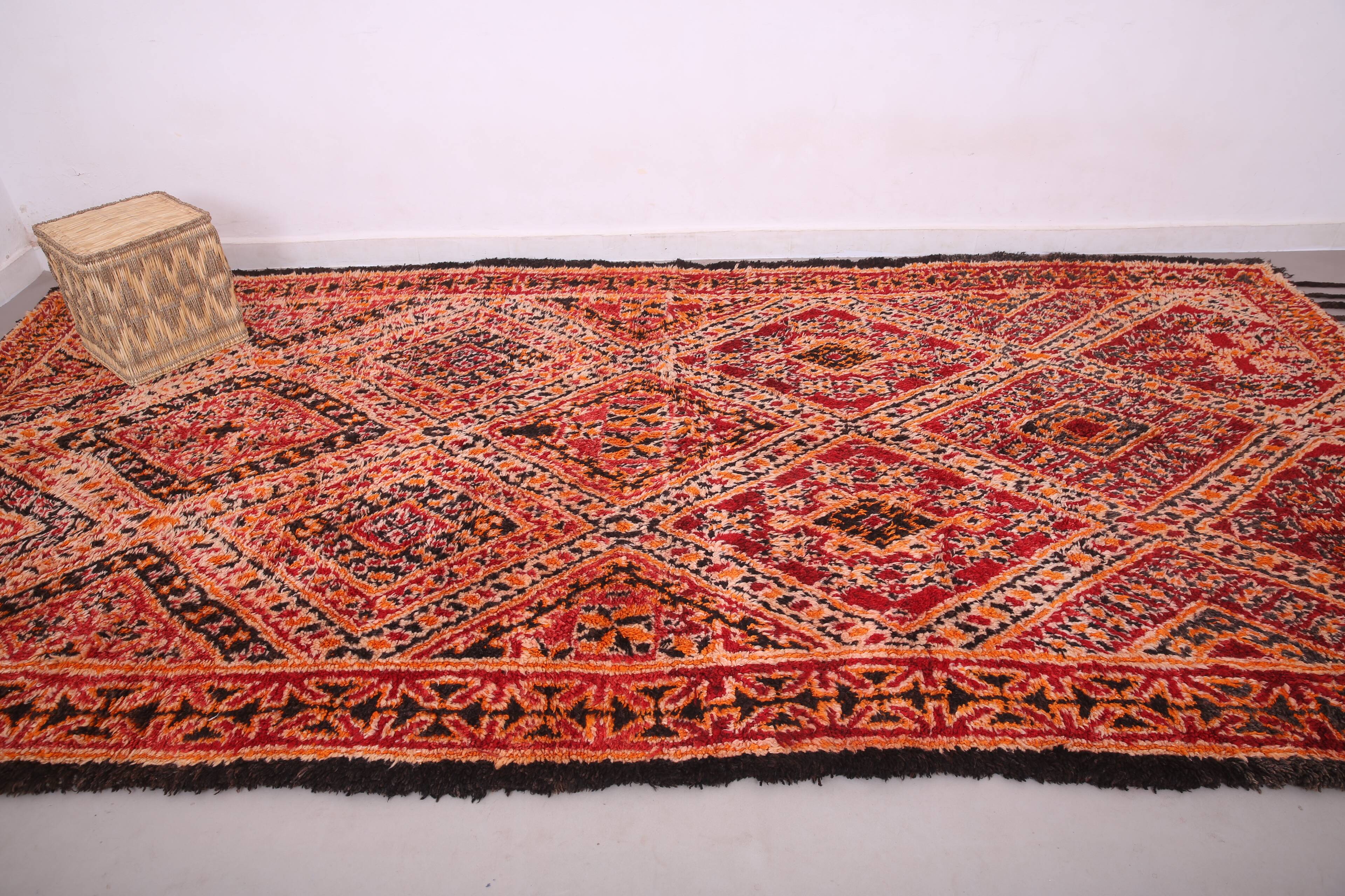 Grand tapis marocain fait main vintage 204 x 427 cm - Tapis en laine berbère rare