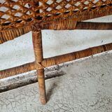 Old headboard "Peacock" in rattan / Emmanuelle