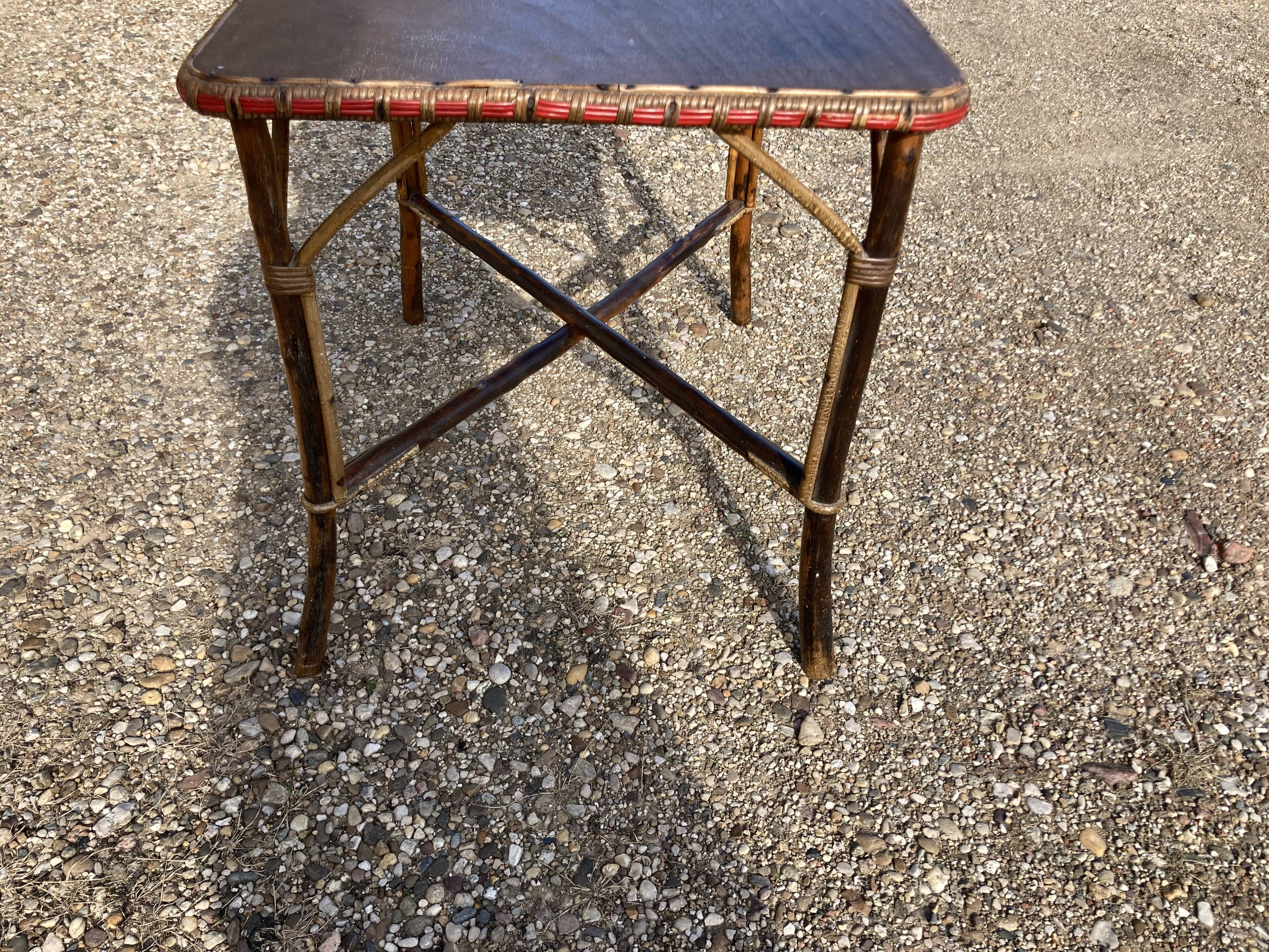 Wooden and wicker table