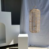 Large lantern-shaped rattan pendant lamp H50 D24