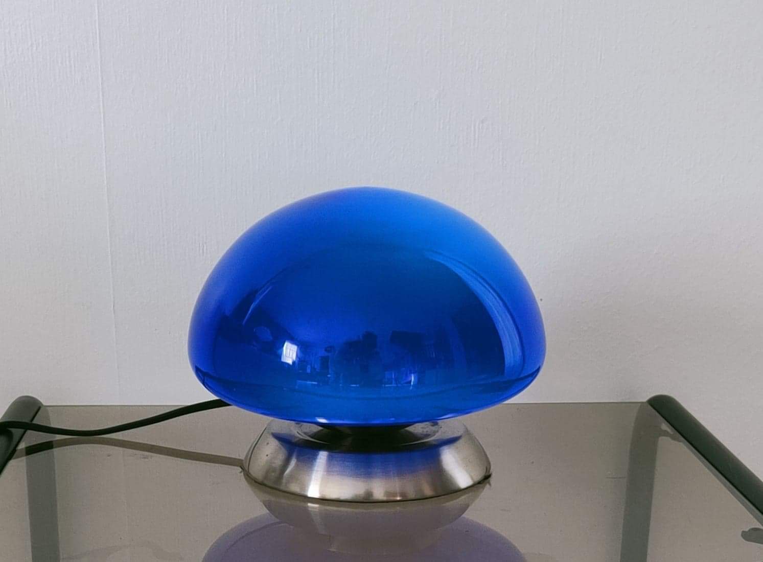 Lampe champignon king bleue glass vintage