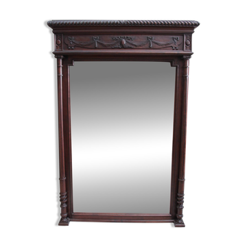 Imposant miroir biseauté cadre de bois