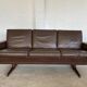 Vintage retro danish mid-century g. thams 3 person sofa in brown leather