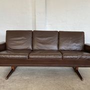 Vintage retro danish mid-century g. thams 3 person sofa in brown leather