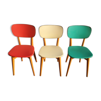 Lot de trois chaises vintages années 1950
