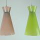 1950s mid century 2-light mid century pendant light glass shades and brass