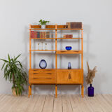 Rival 2 bay teak wall unit with 3 cabinets and 5 shelves by Brodrene Jatogs Norway, Kjell Riise, 196