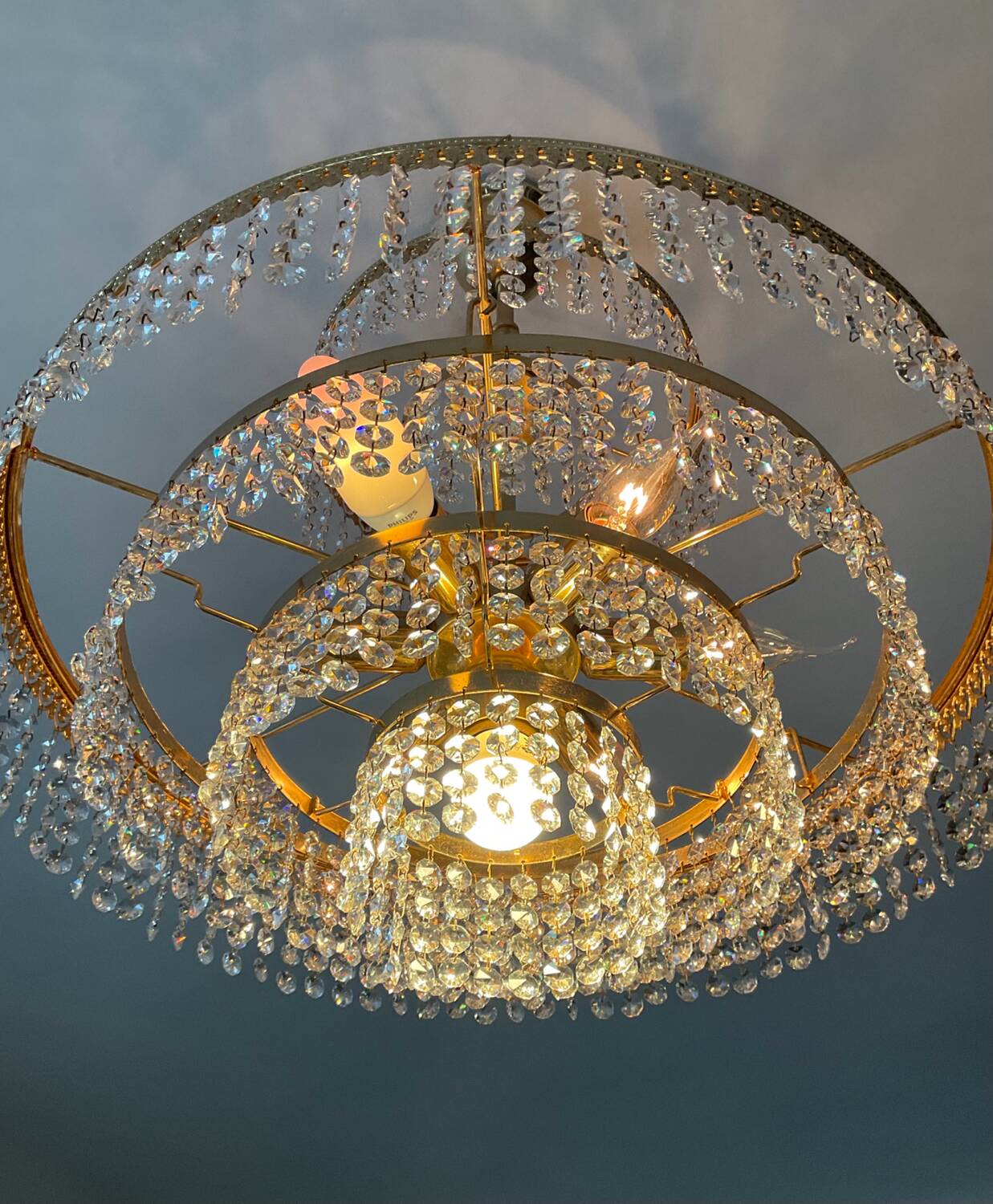 Vintage Crystal Tassel Cascade Chandelier