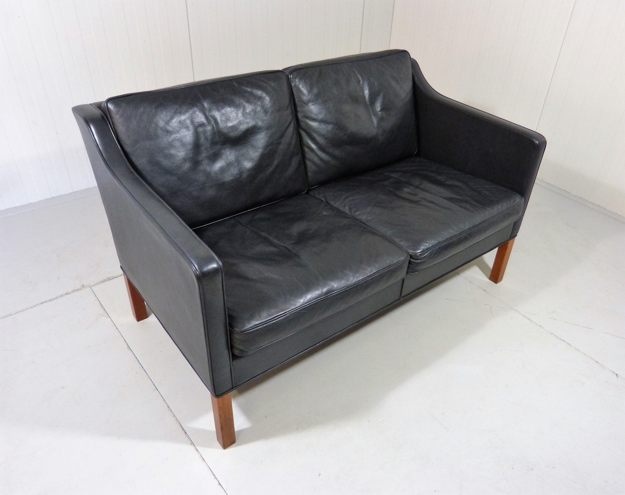 Black leather sofa by Børge Mogensen for Fredericia, Denmark
