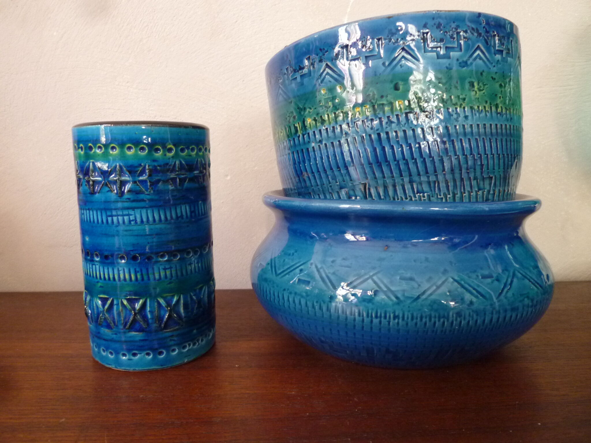Vase and cache blue pots Bitossi