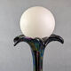 Ceramic lamp palm globe, Italian design 70-80, iridescent blue ceramic, white globe