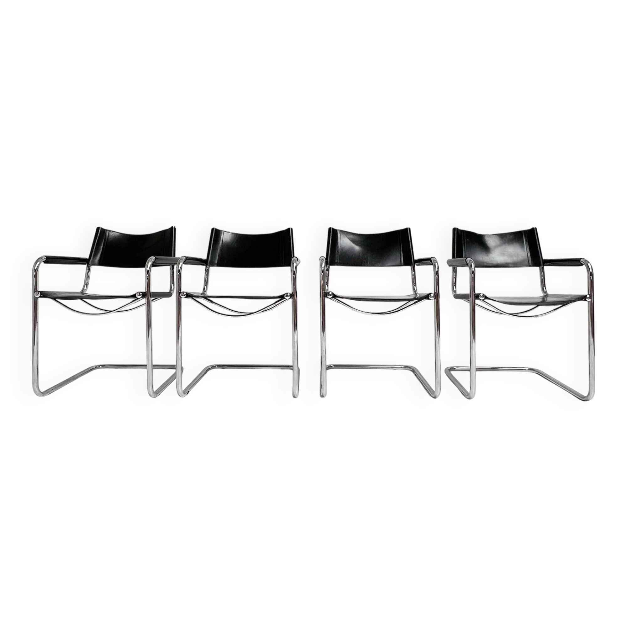 Leather Chairs by Mart Stam and Marcel Breuer, 1970s, Set of 4