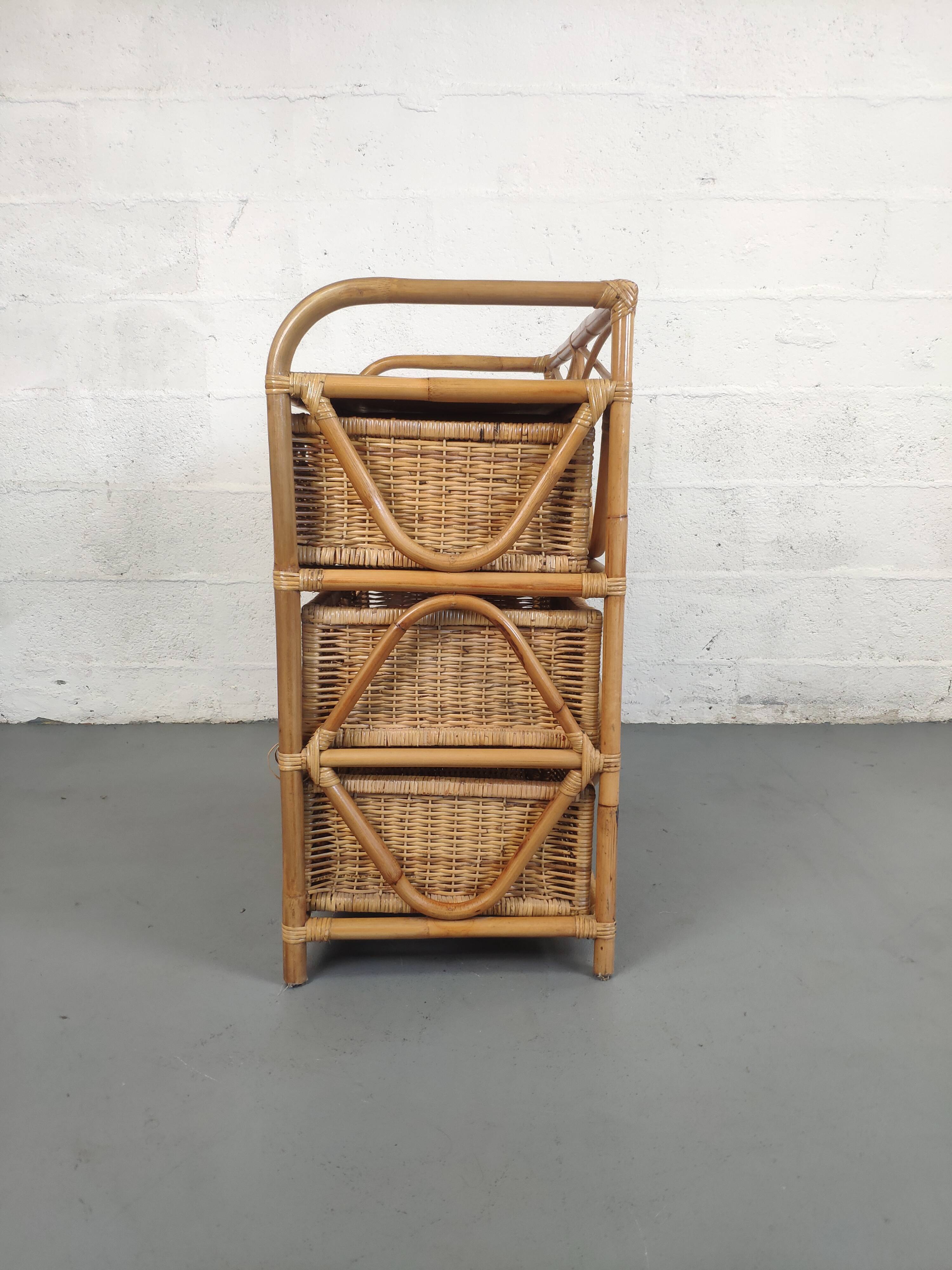 Chest of drawers 4 rattan drawers