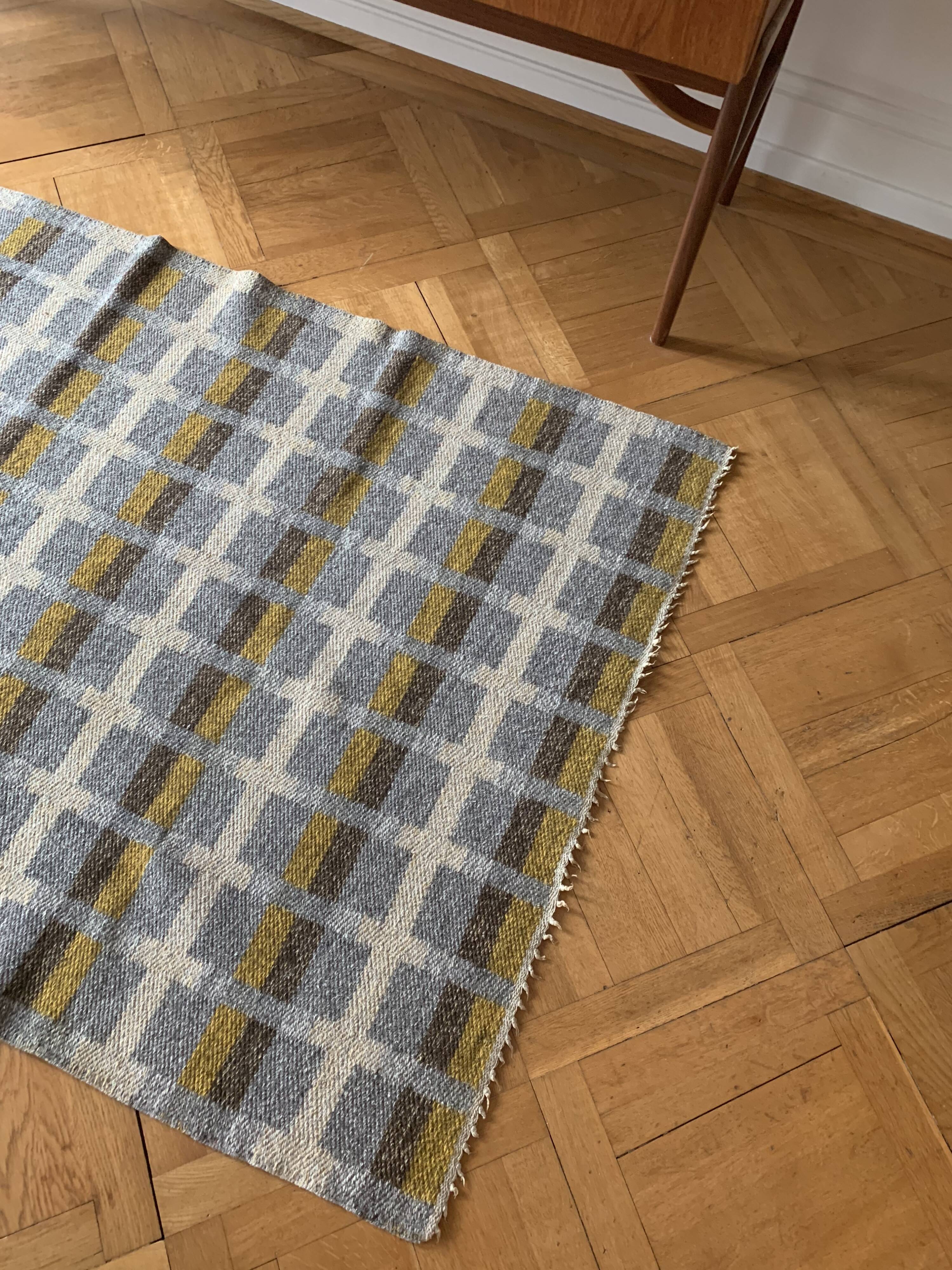 Swedish midcentury flat woven carpet Röllakan 1960s