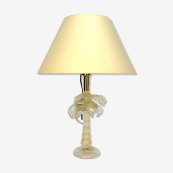 Mid-century rare brass and murano glass table lamp by Tommaso Barbi