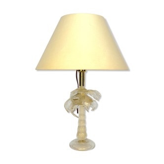 Mid-century rare brass and murano glass table lamp by Tommaso Barbi