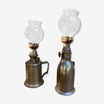 Pigeon oil lamps, set of 2