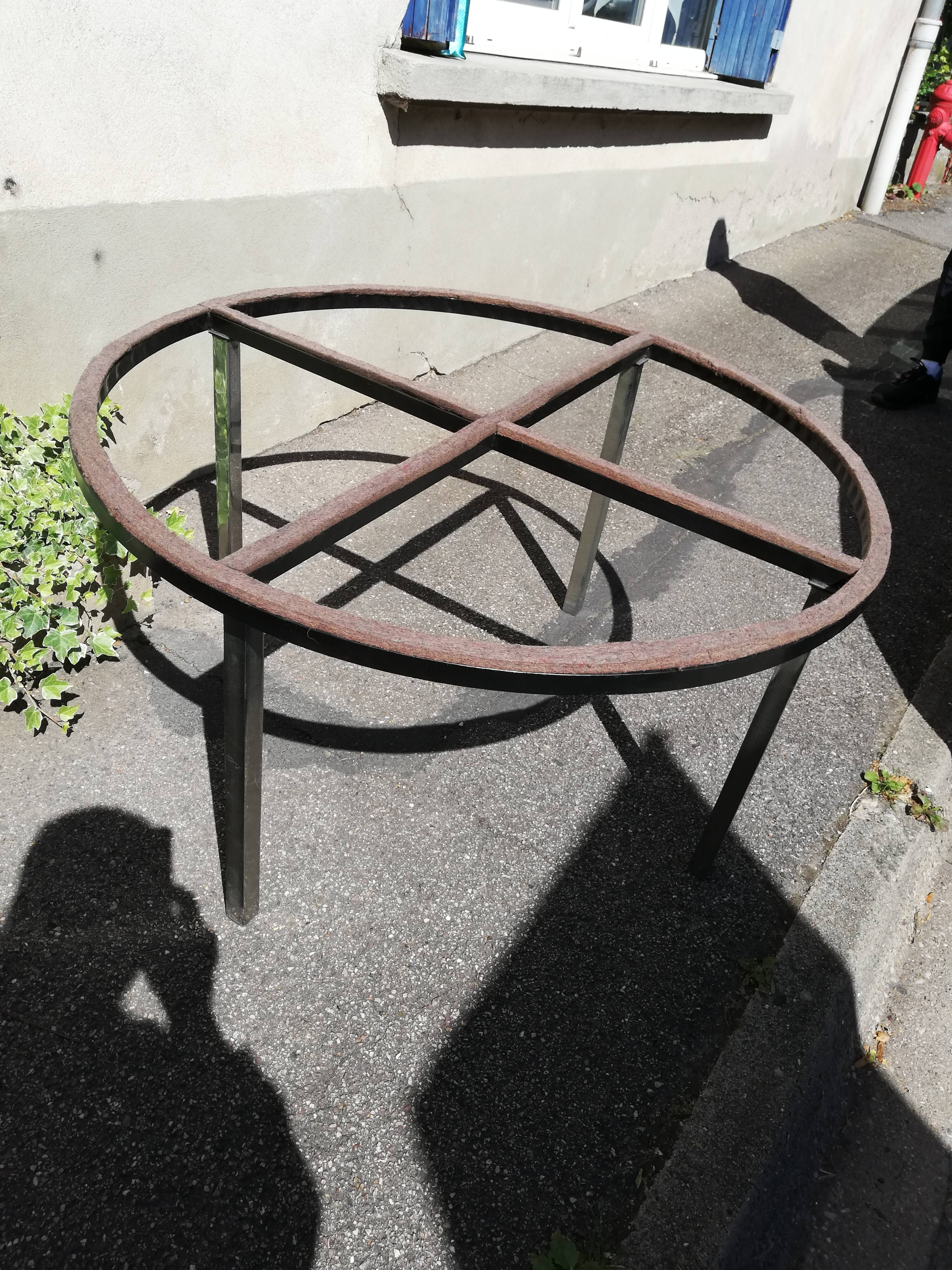 Blue enamelled lava stone coffee table