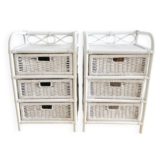 Pair of rattan bedside tables