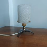 Vintage tripod lamp 60s/70s – Smoked Plexiglass, Brass & Frosted granite glass