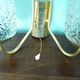 Wall lamps double lighting, with drawer, gilded metal, lampshade in worked glass - 1970