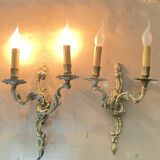 Louis XV gilt bronze wall lights with curved branches