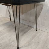 Table formica vert pieds eiffel extensible
