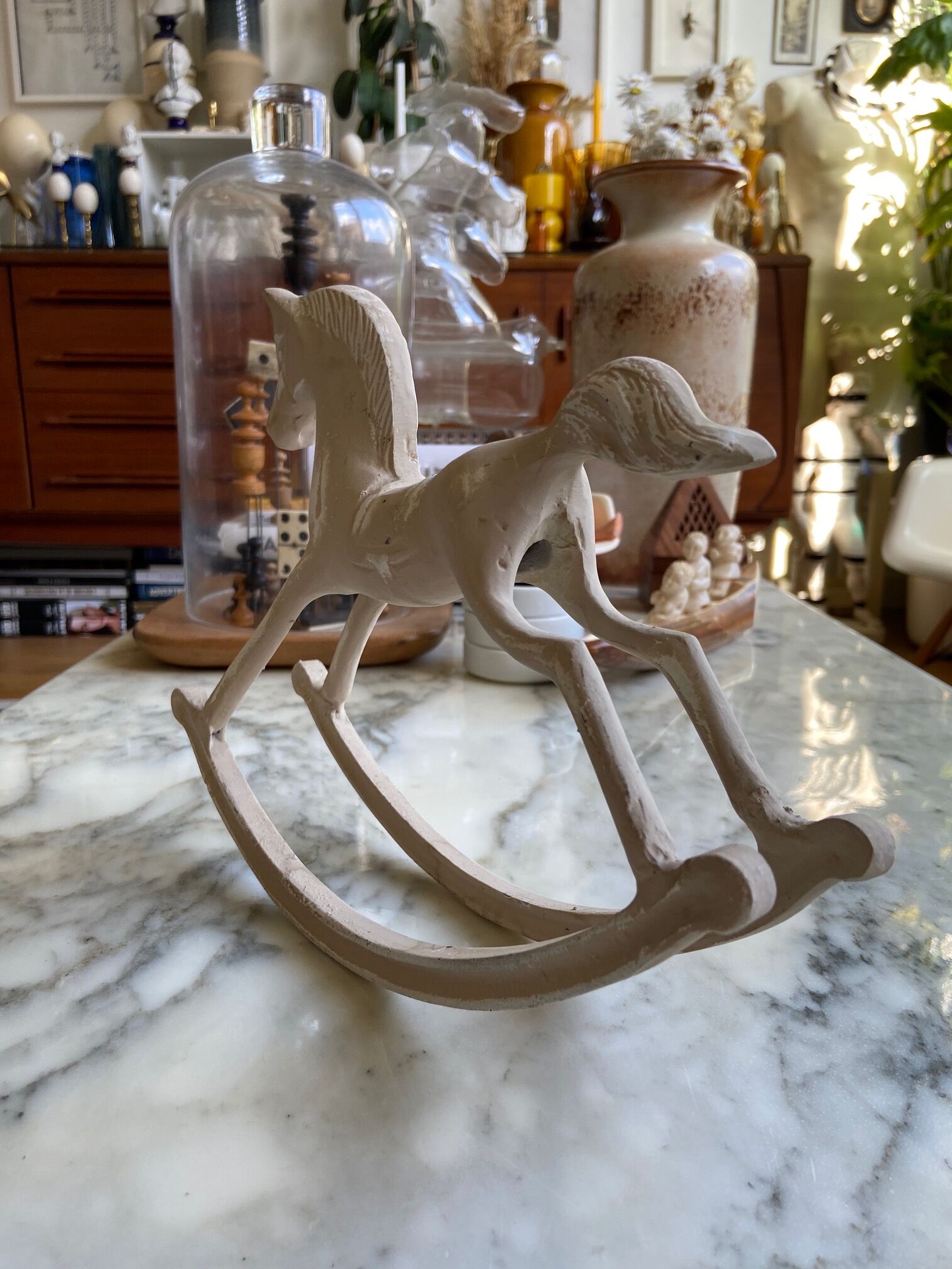 Plaster rocking horse