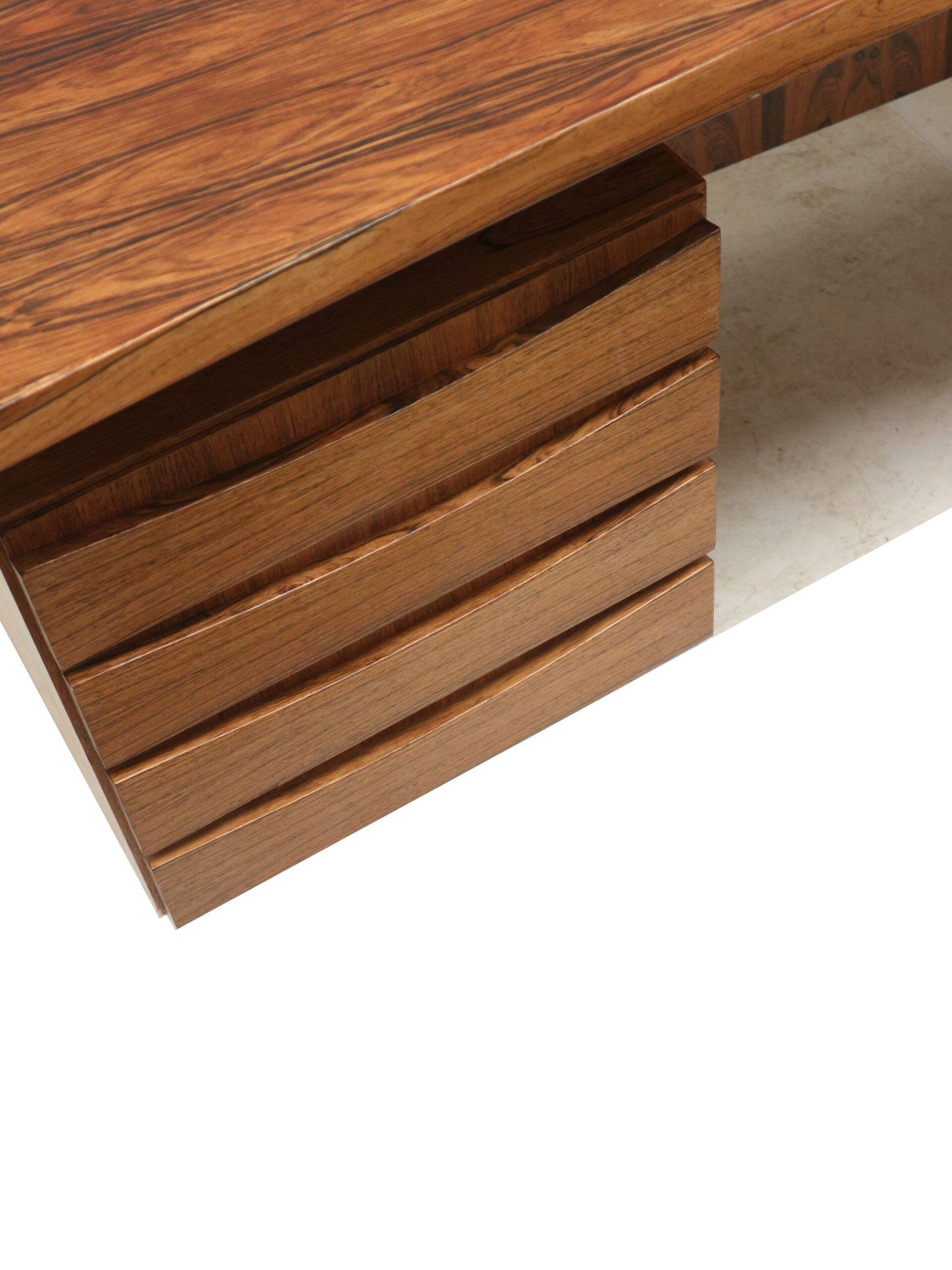 Large rosewood boomerang desk / executive desk from the 1960s