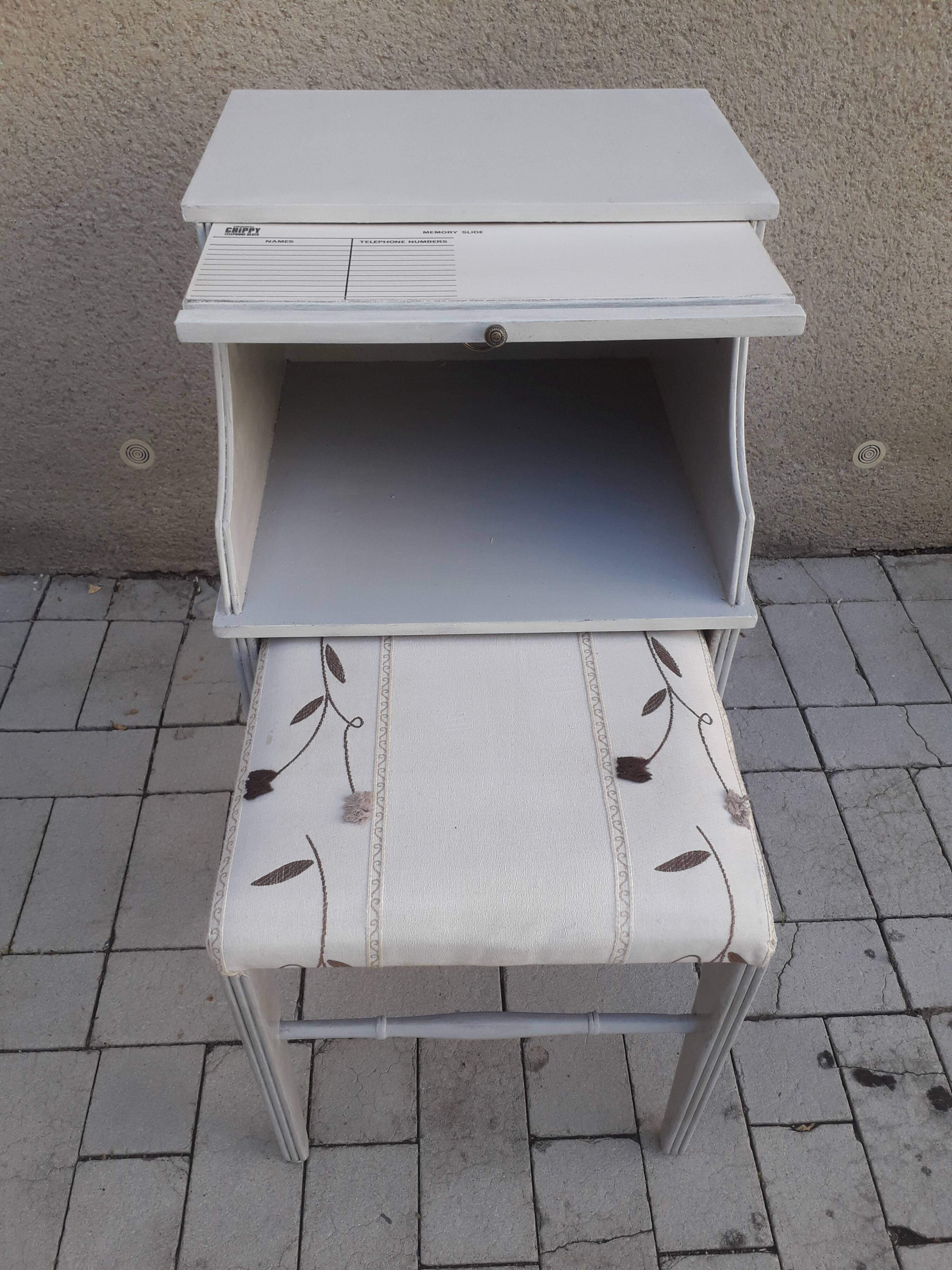 Telephone furniture with its built-in stool and tablet for such