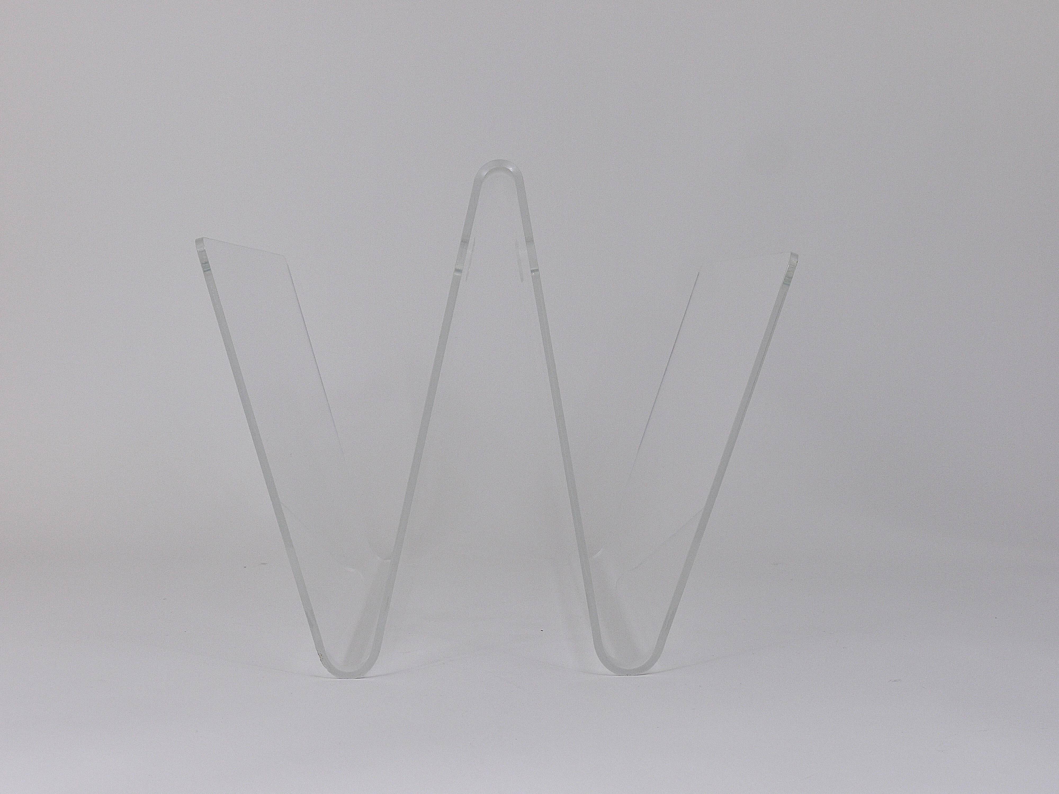 Postmodern Lucite ZigZag magazine rack, Italy, 1980s
