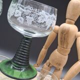 Set of 6 engraved Roemer wine glasses