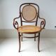 Fauteuil Fischel assise et dossier canné bois courbé