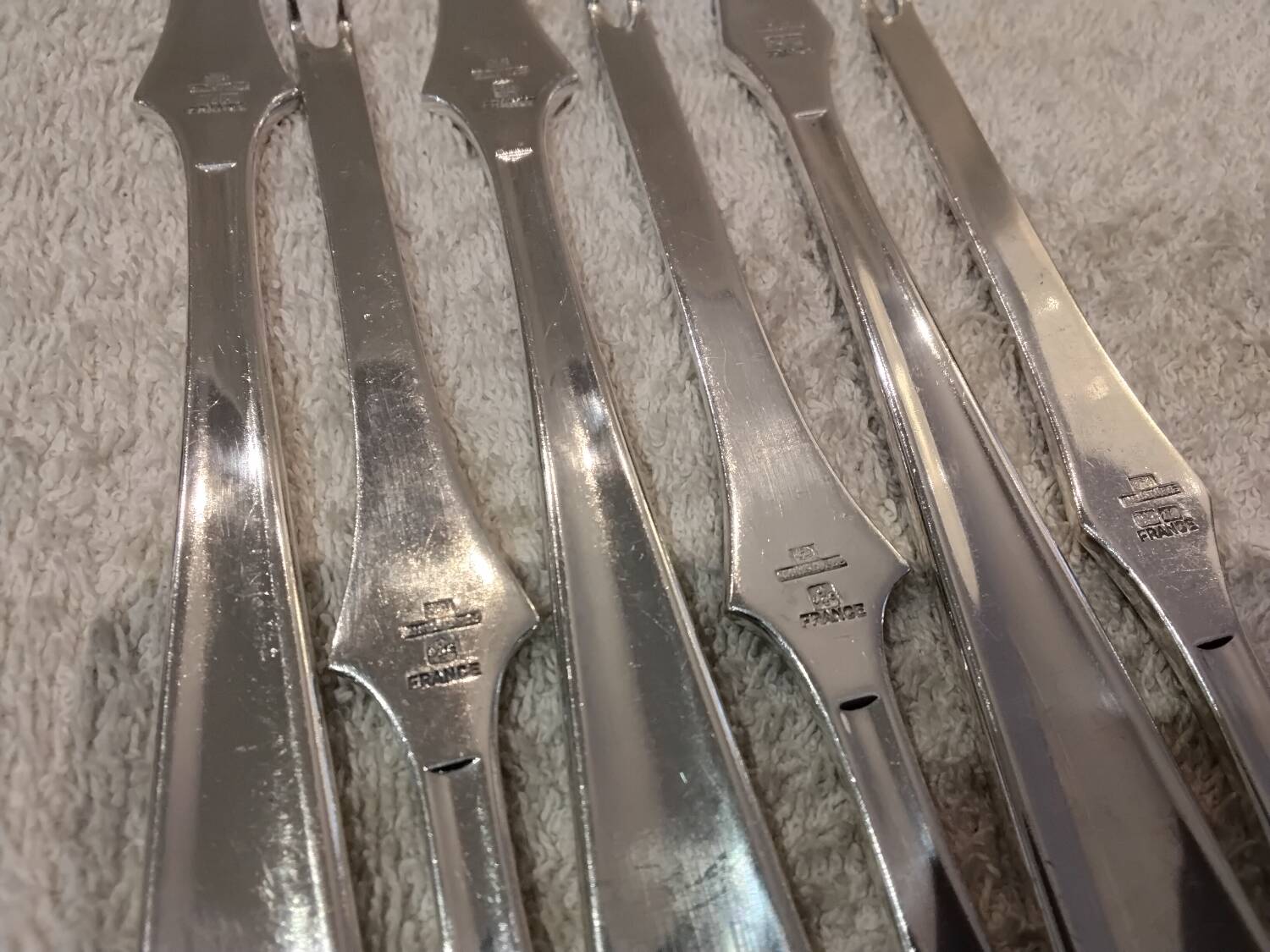 6 silver-plated metal lobster forks by the silversmith Christofle, model Dax.