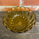Salad bowl + 6 vintage amber orange moulded glass bowls from the 1970s.