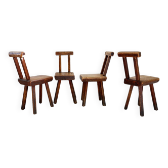 Brutalist Chairs attributed to Mobichalet, Belgium, 1960s, Set of 4